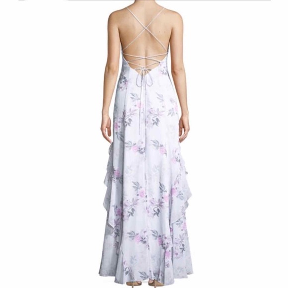 Fame and Partners Nav Ruffle Gown NWT - Picture 4 of 7